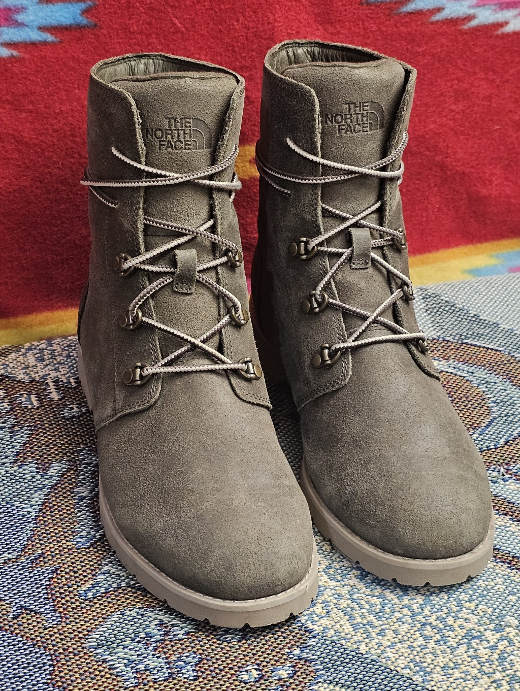 The North Face Ballard Lace Ii Gray Suede Boots Women Size 9 Tnf Nf0a2t4o